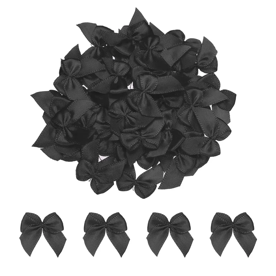 sourcingmap Noeuds satin 2,5cm mini noeuds ruban noir 50pcs