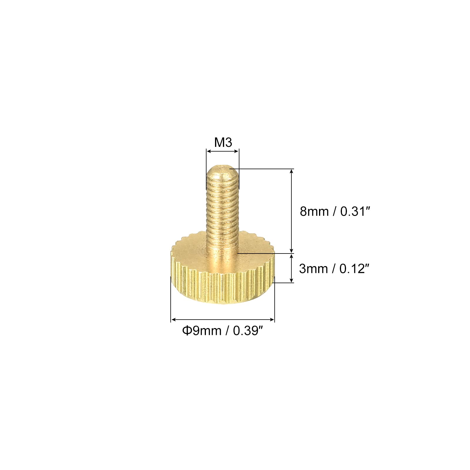 sourcing map M3x8mm vis moletée laiton lot de 10 sans outil