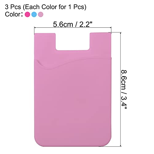 Sourcing Map Electronics Porte-Carte Téléphone Silicone Rouge Bleu Rose x3