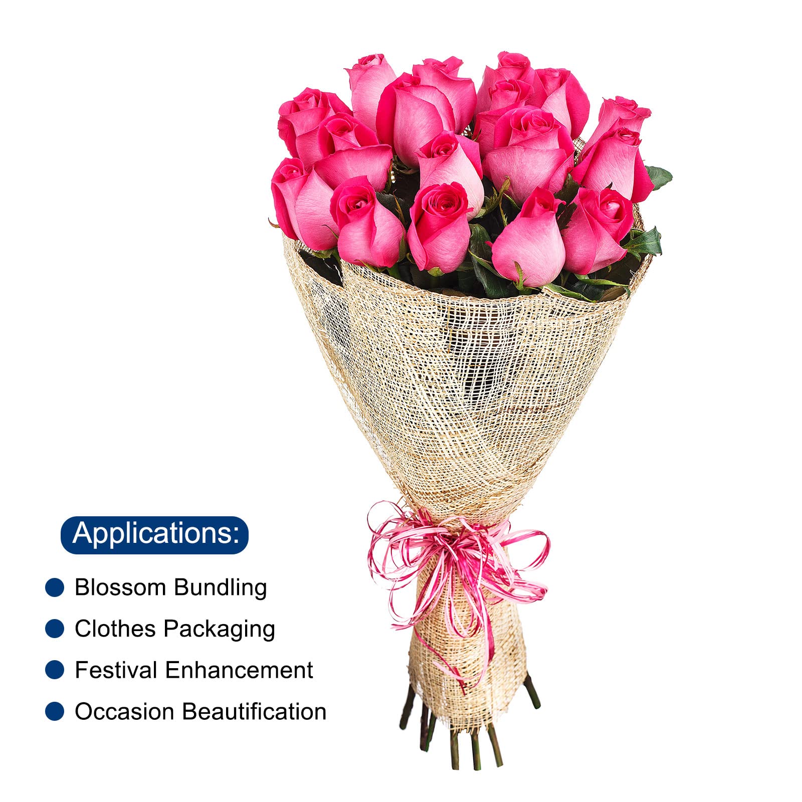Sourcingmap Home & Garden ruban toile de jute rose 25,4 cm x 4,57 m