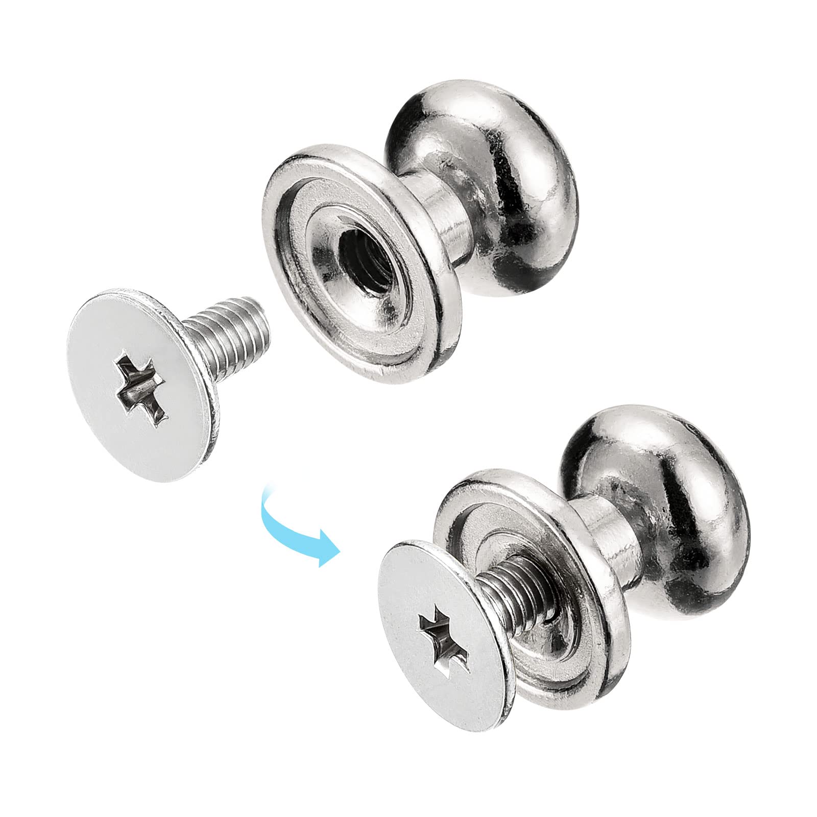 Sourcing Map Home & Garden rivet cuir 9mm argenté 15 pcs à vis