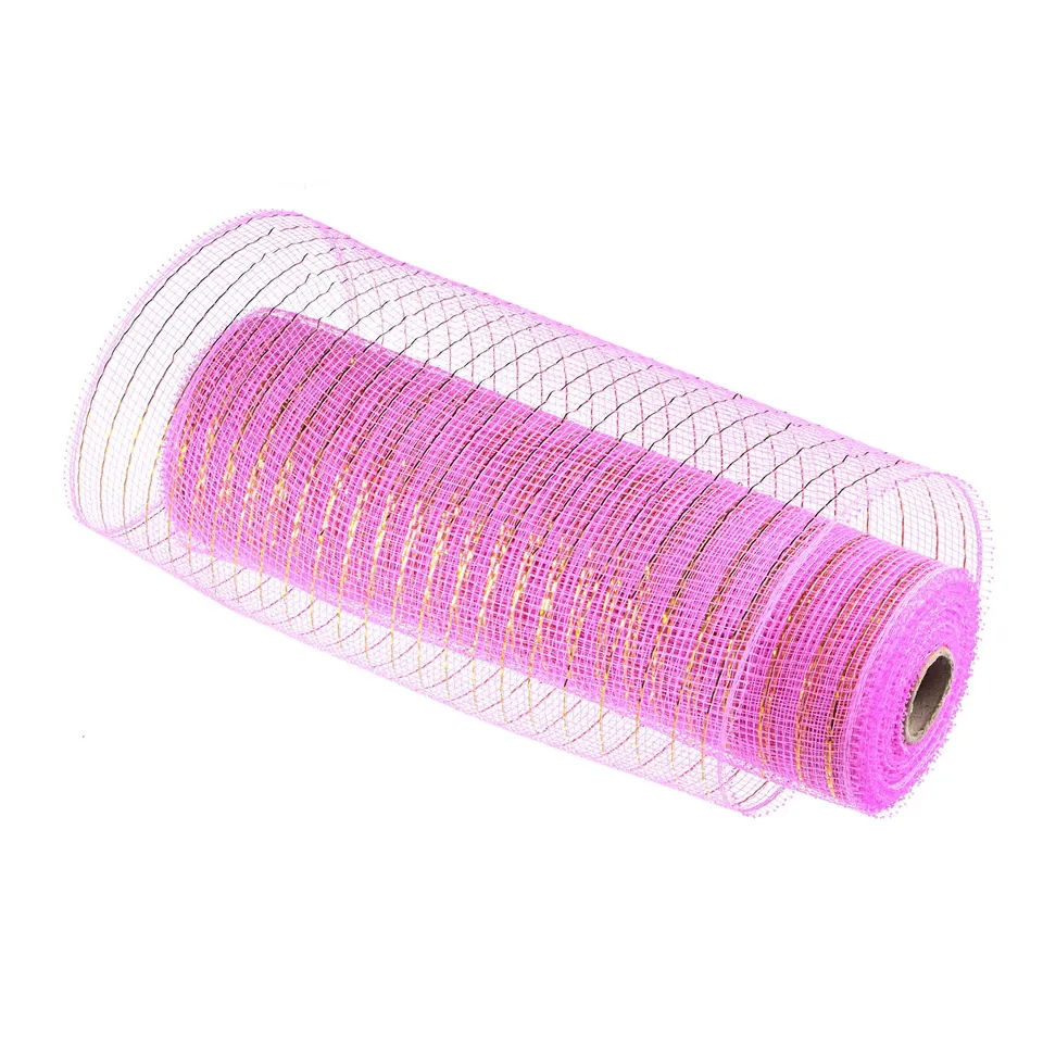 Sourcing Map Ruban maille jute rose et or 26cm 10 yards