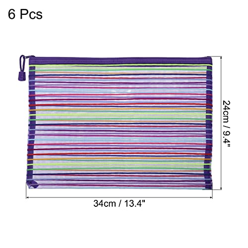 sourcing map pochette maille zippée A4 violet lot 6 nylon