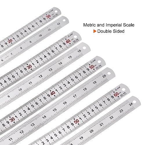 sourcingmap Industrial règles inox 30-60 cm lot de 4