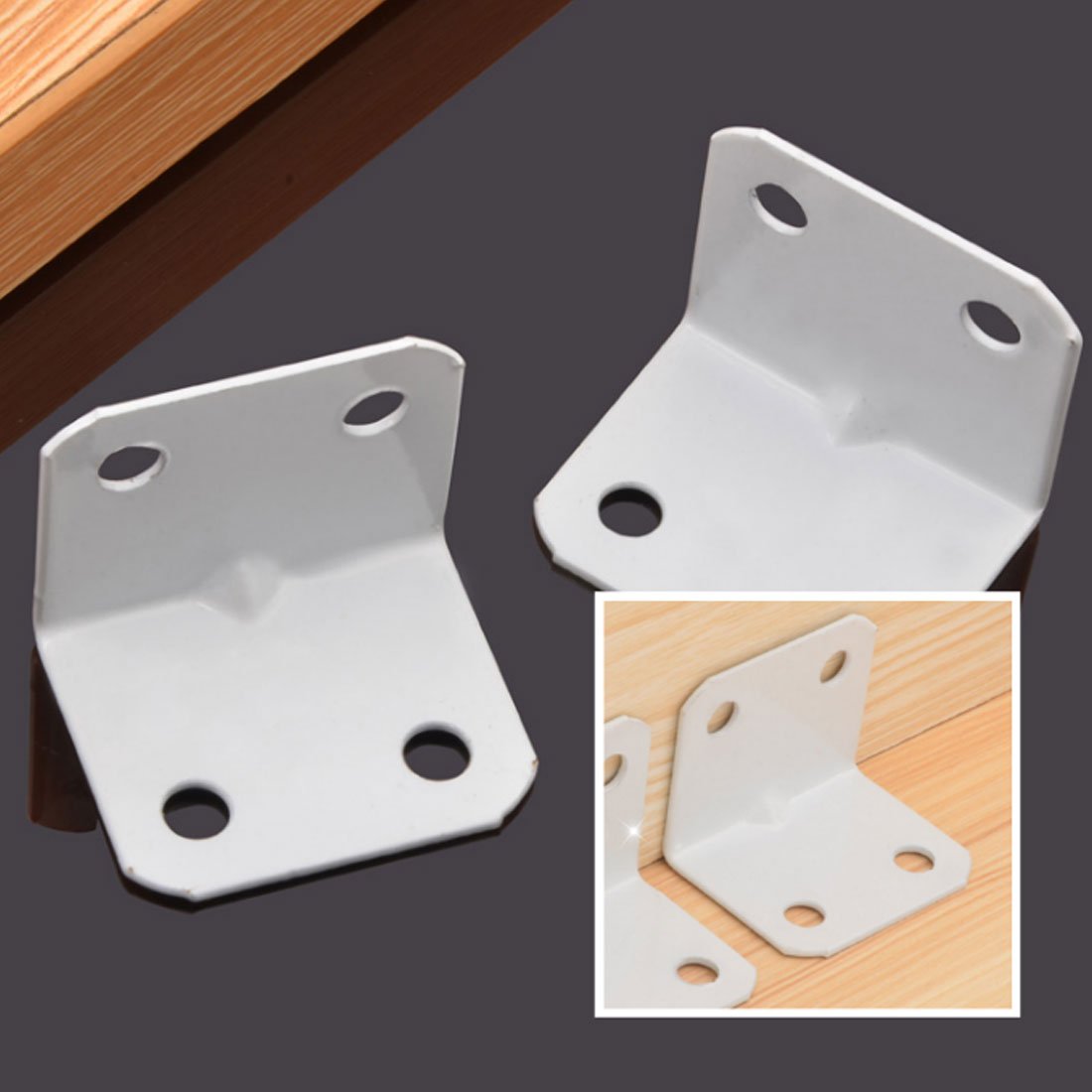 Sourcing Map Home Garden équerre angle blanc 4 pcs acier
