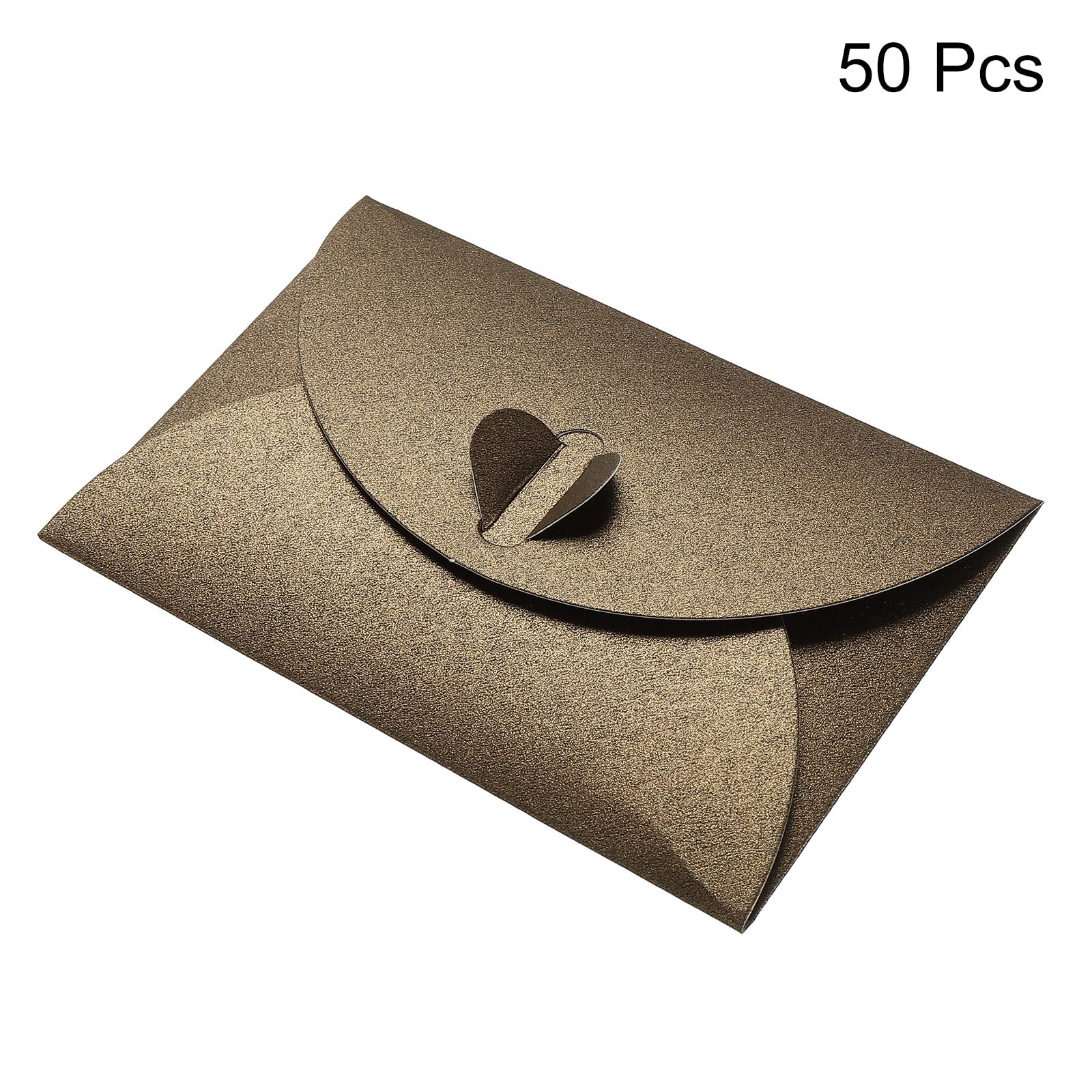 Sourcing Map Mini enveloppes cœur café 7x10,5cm lot 50