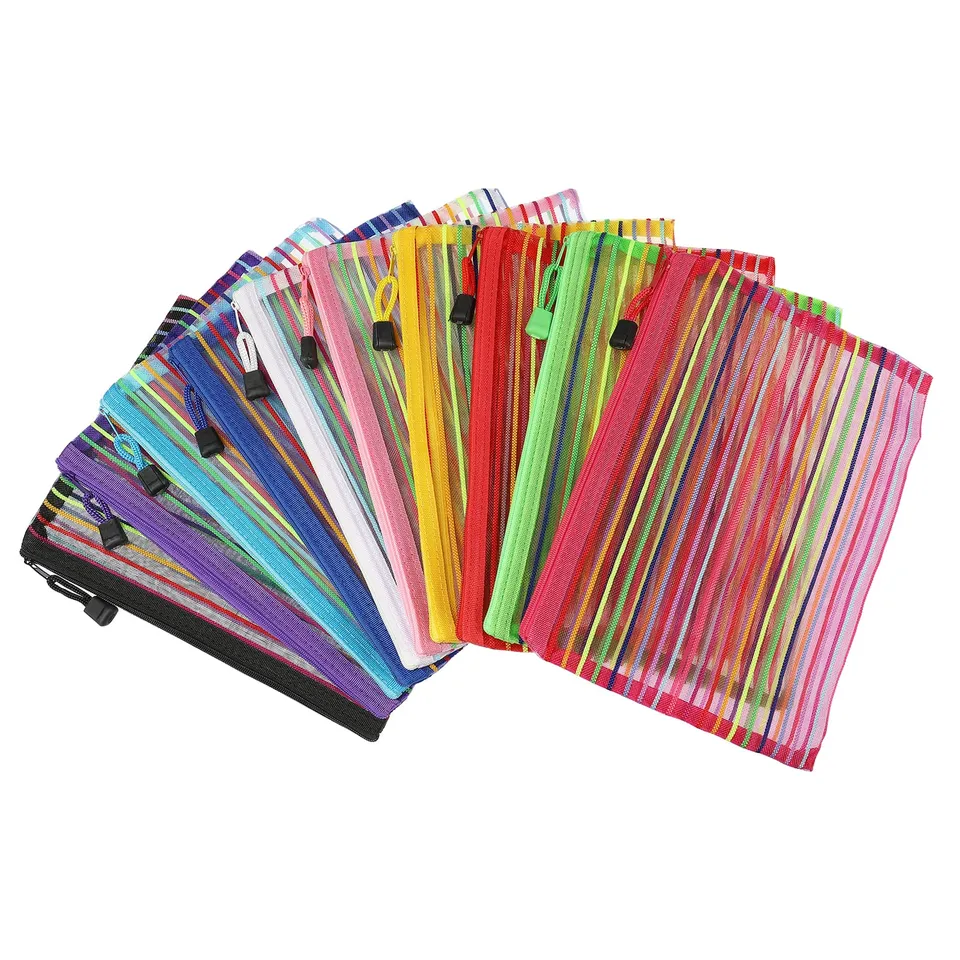 sourcing map A5 pochette zippée maille multicolore lot 10 nylon