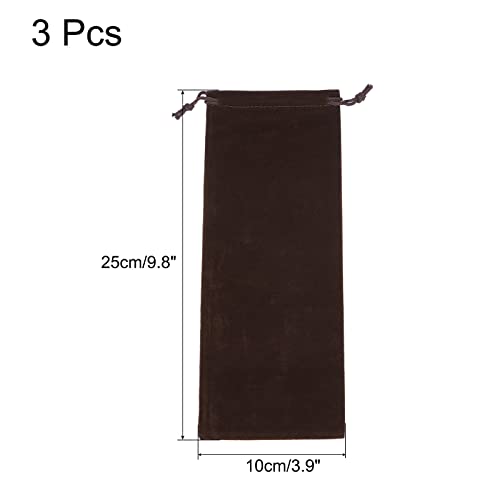 sourcing map pochette lunettes microfibre marron 25x10cm lot 3