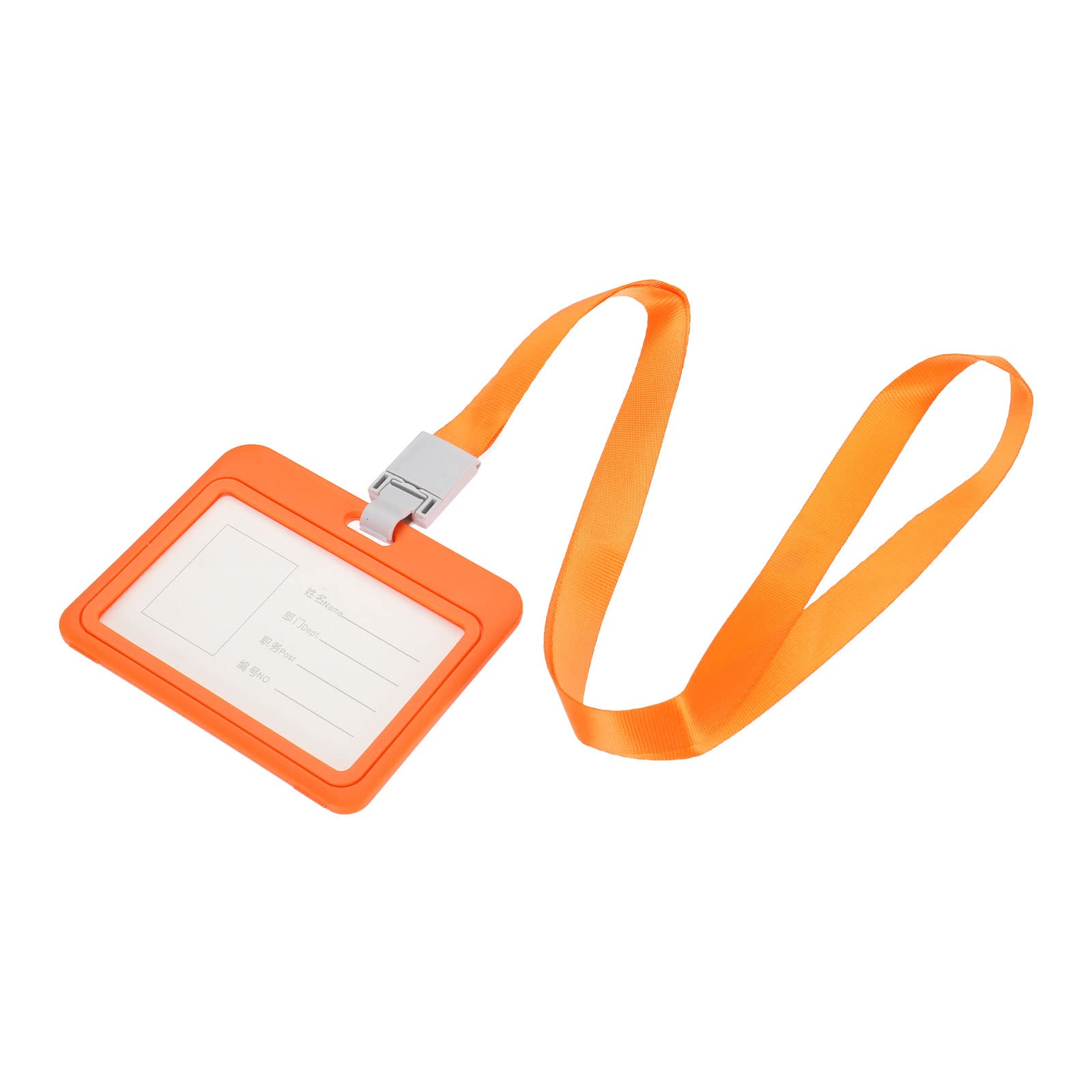sourcing map porte-badge ABS orange horizontal + cordon