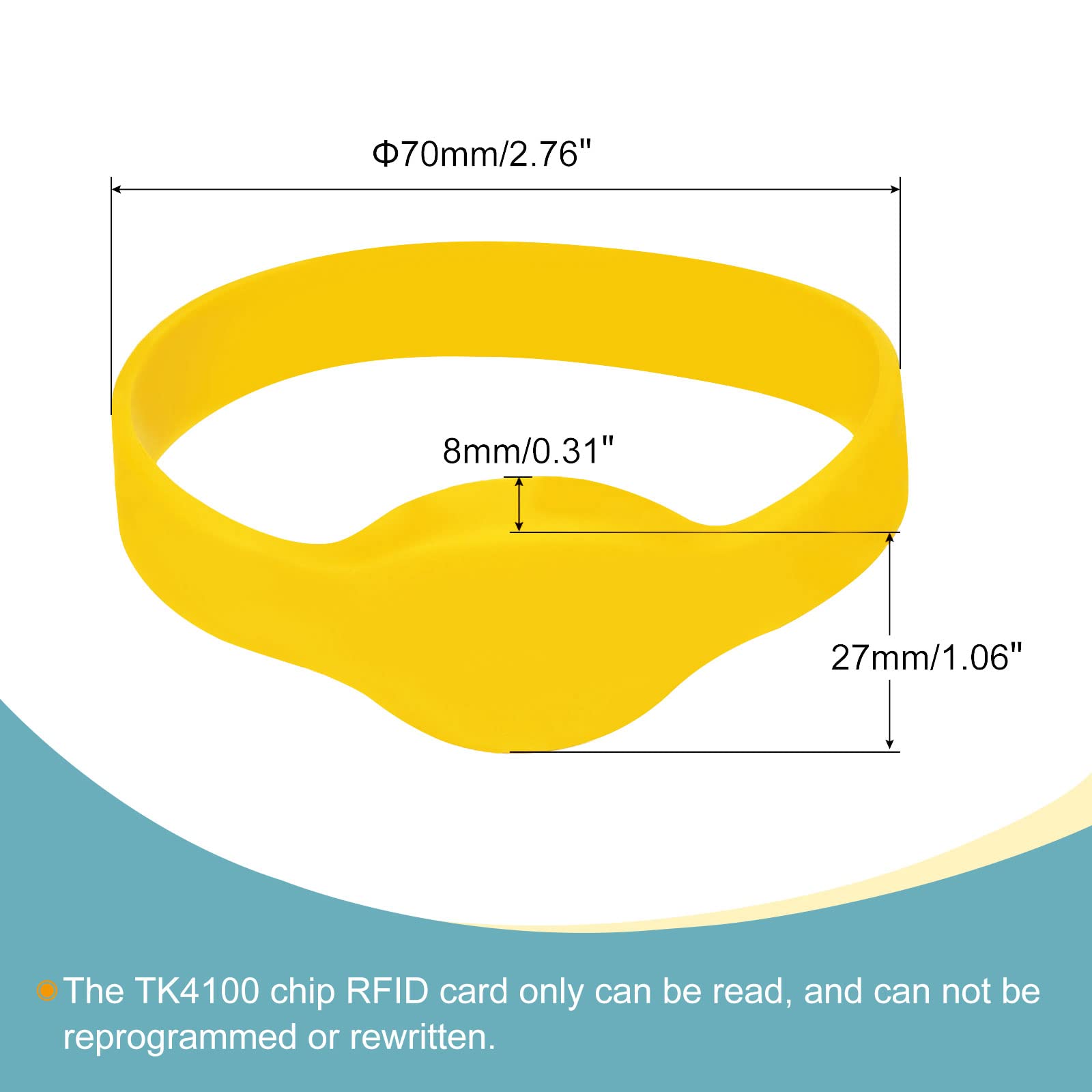 SOURCINGMAP TK4100 bracelet RFID 125kHz jaune lot 5 silicone