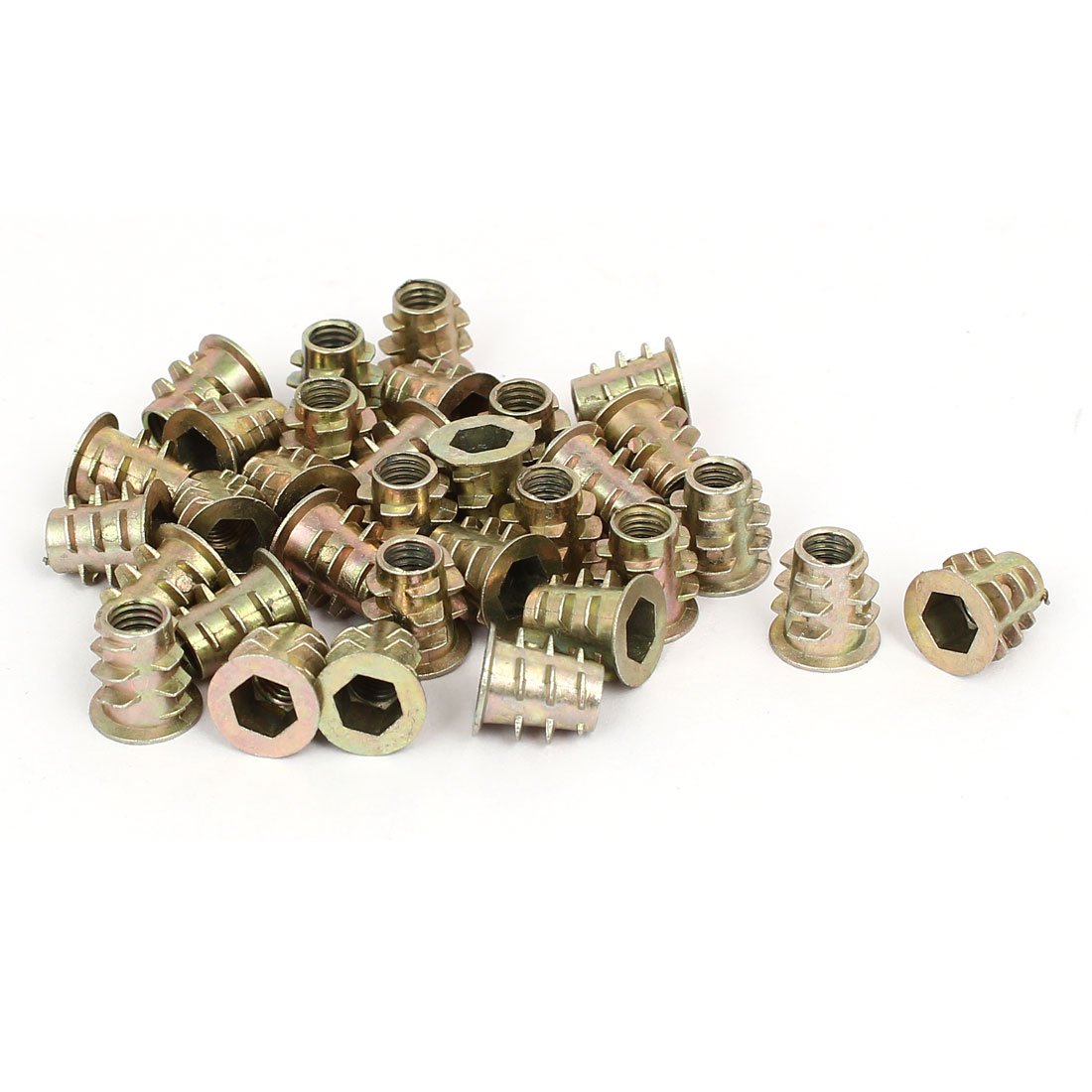 Sourcing Map 30 écrous insert bois M5x10mm bronze