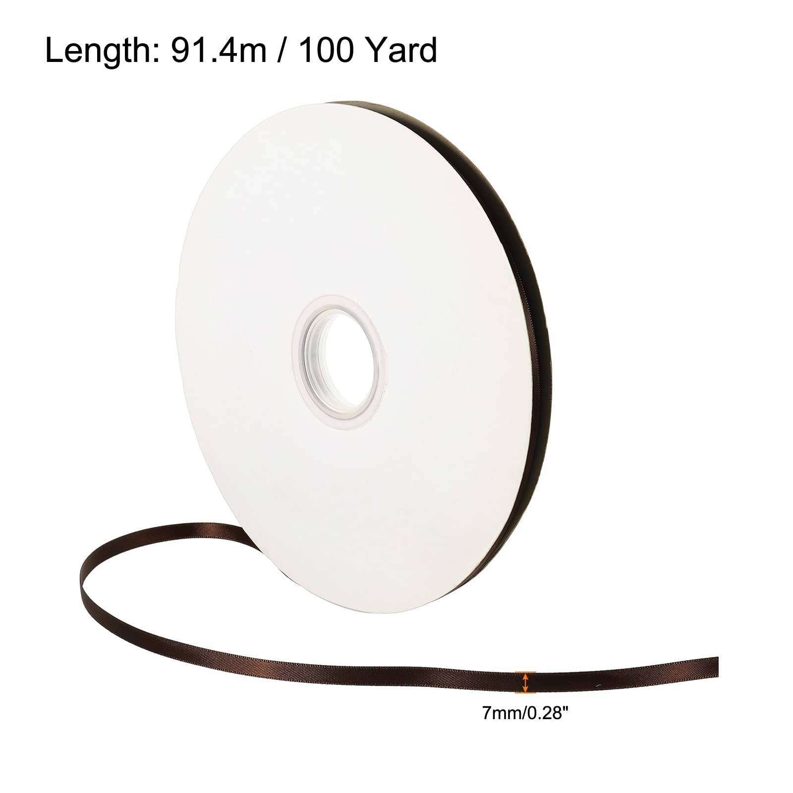 sourcing map ruban satin marron 7mmx91,4m rouleau double face
