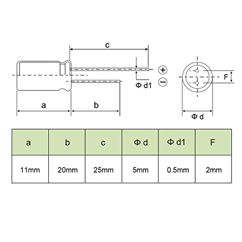sourcing map 33uF 25V condensateur 50 pcs 5x11mm 105°C