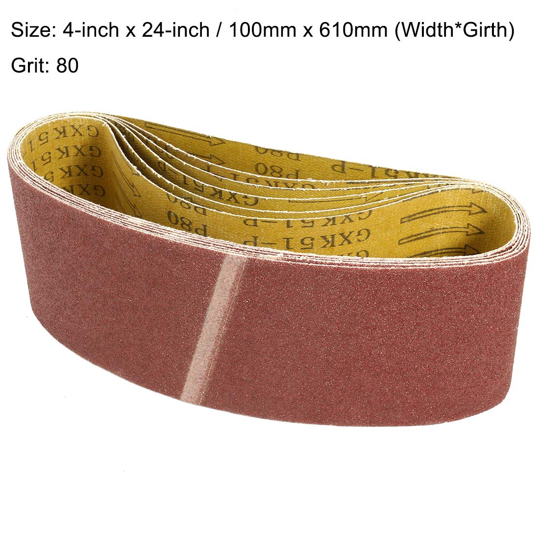 sourcingmap bande abrasive 4x24 80 grains lot 6 oxyde aluminium