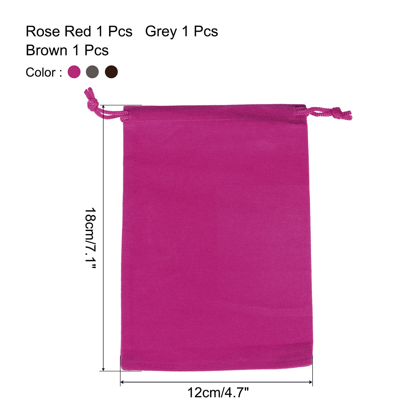 sourcing map Pochon flanelle 18x12 cm x3 3 couleurs bijoux