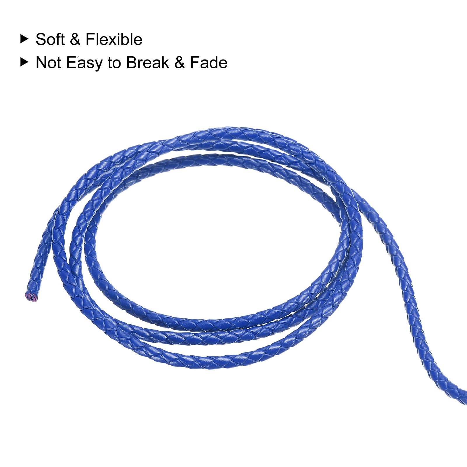 sourcing map cordon cuir tressé bleu marine 2m