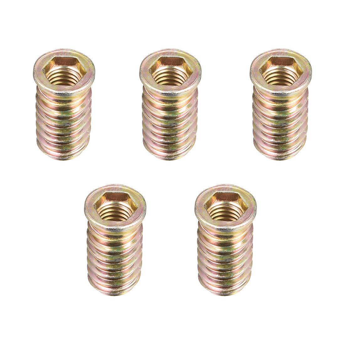 sourcingmap Home Insert Fileté M10x30mm Acier 5pcs