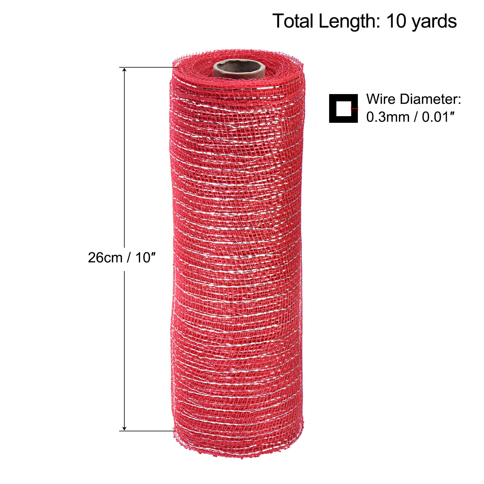 Sourcingmap ruban maille toile jute rouge argent 26cmx9m