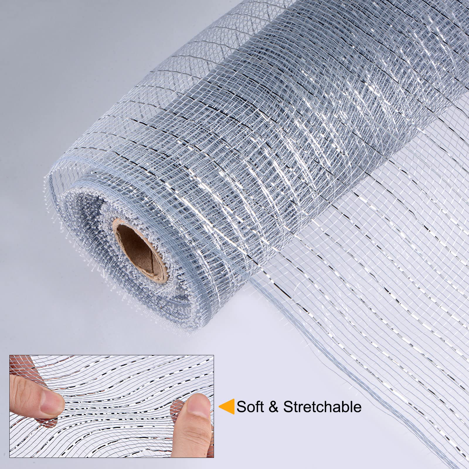 Sourcing Map Home Ruban Maille Toile Jute 26cm Gris Argent 9m