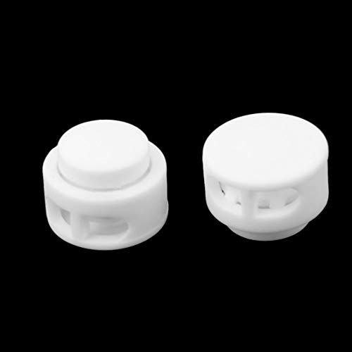 sourcing map Arrêt Cordon Plastique Blanc Lot 20 Double Trou