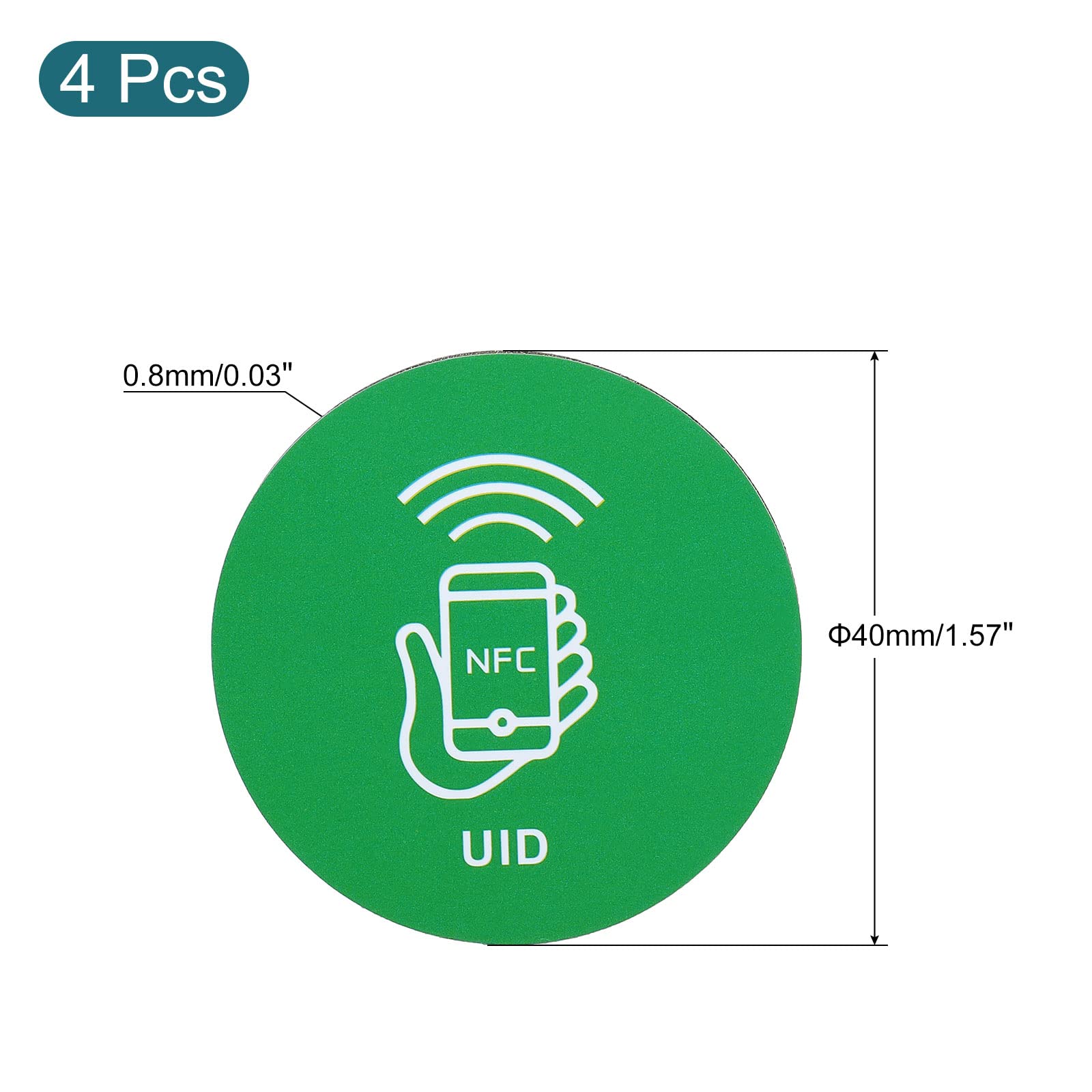 sourcingmap Office Étiquette NFC autocollant vert 13,56MHz lot 4