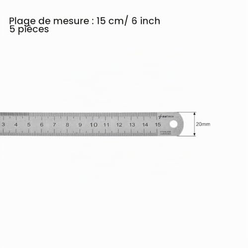 SOURCINGMAP Règle inox 15cm graduée trou suspension lot 5