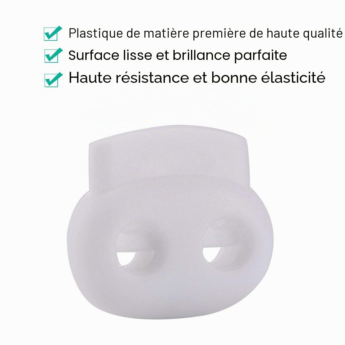 sourcing map Arrêts cordon double trou blancs lot 20 plastique