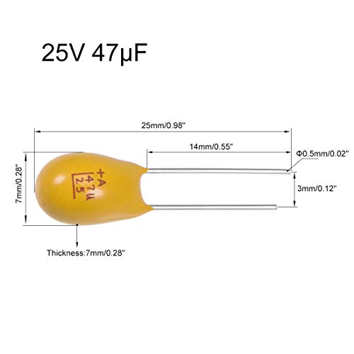 Sourcing Map 47uF 25V condensateur tantale radial lot 5