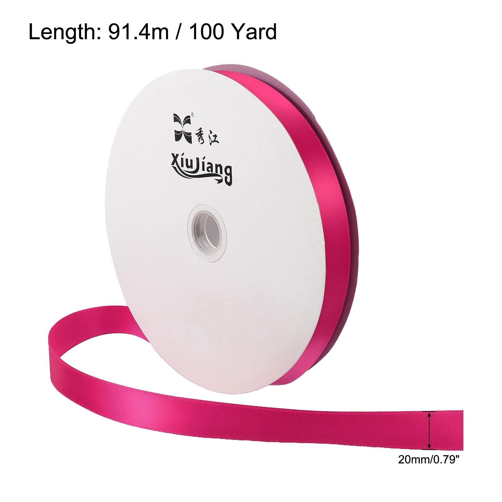 sourcing map ruban satin 20mmx91,4m rose rouge