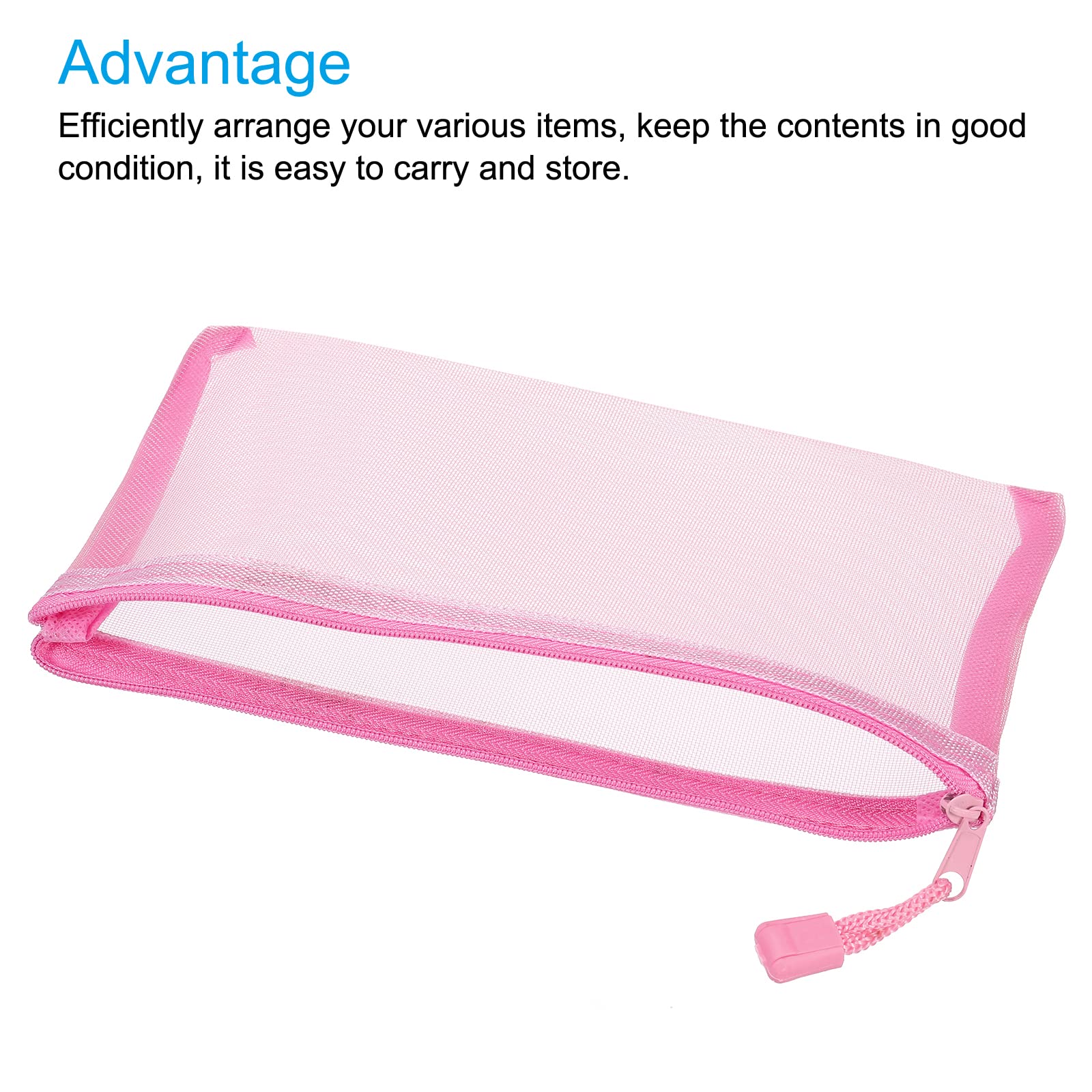 sourcing map B6 pochette zippée maille rose lot 6 nylon