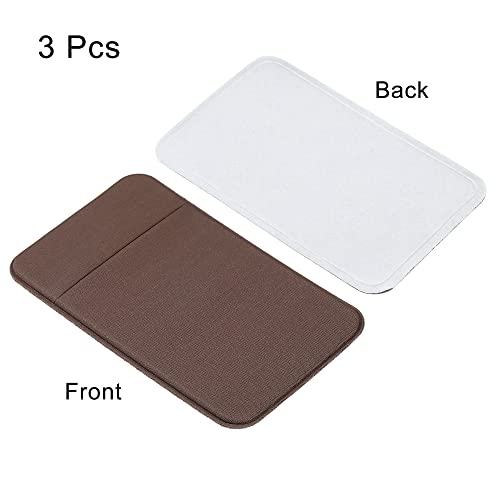 Sourcing Map Porte-Carte Téléphone Spandex 3 Pièces Marron