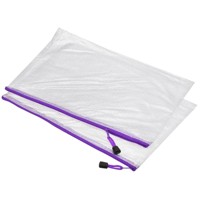 Sourcing Map pochette zip A3 violet mesh lot 12 PVC