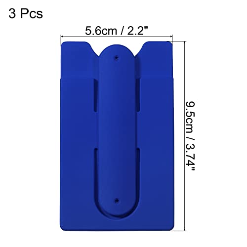 Sourcing Map Porte-Carte Téléphone Silicone 3 Pièces Bleu Foncé