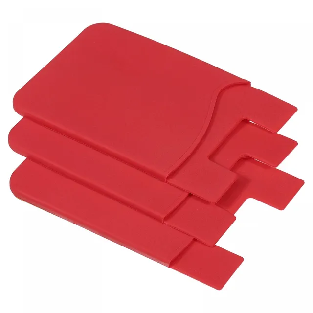 sourcing map Porte-carte téléphone silicone rouge lot 3 adhésif