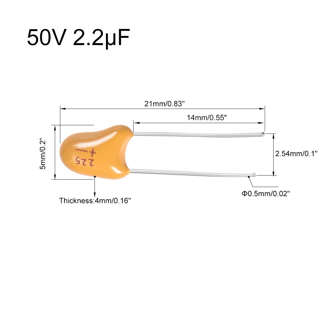 Sourcingmap condensateur tantale 2,2µF 50V lot de 10