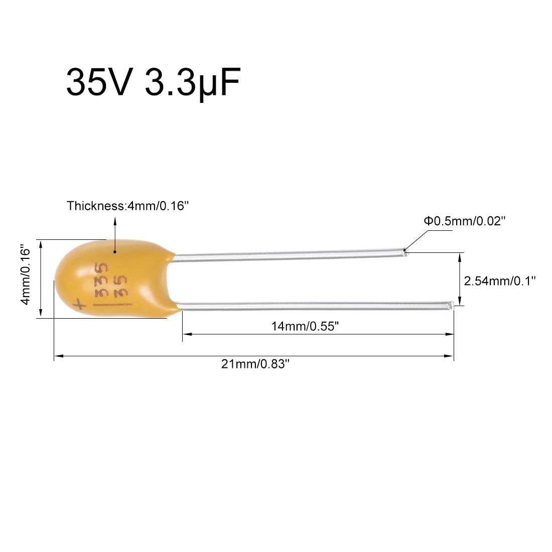 Sourcing Map 3.3uF 35V condensateur tantale radial 10 pcs