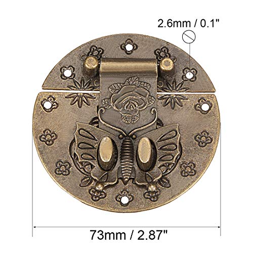 Sourcing Map fermoir loquet bronze vintage boite bois 73mm