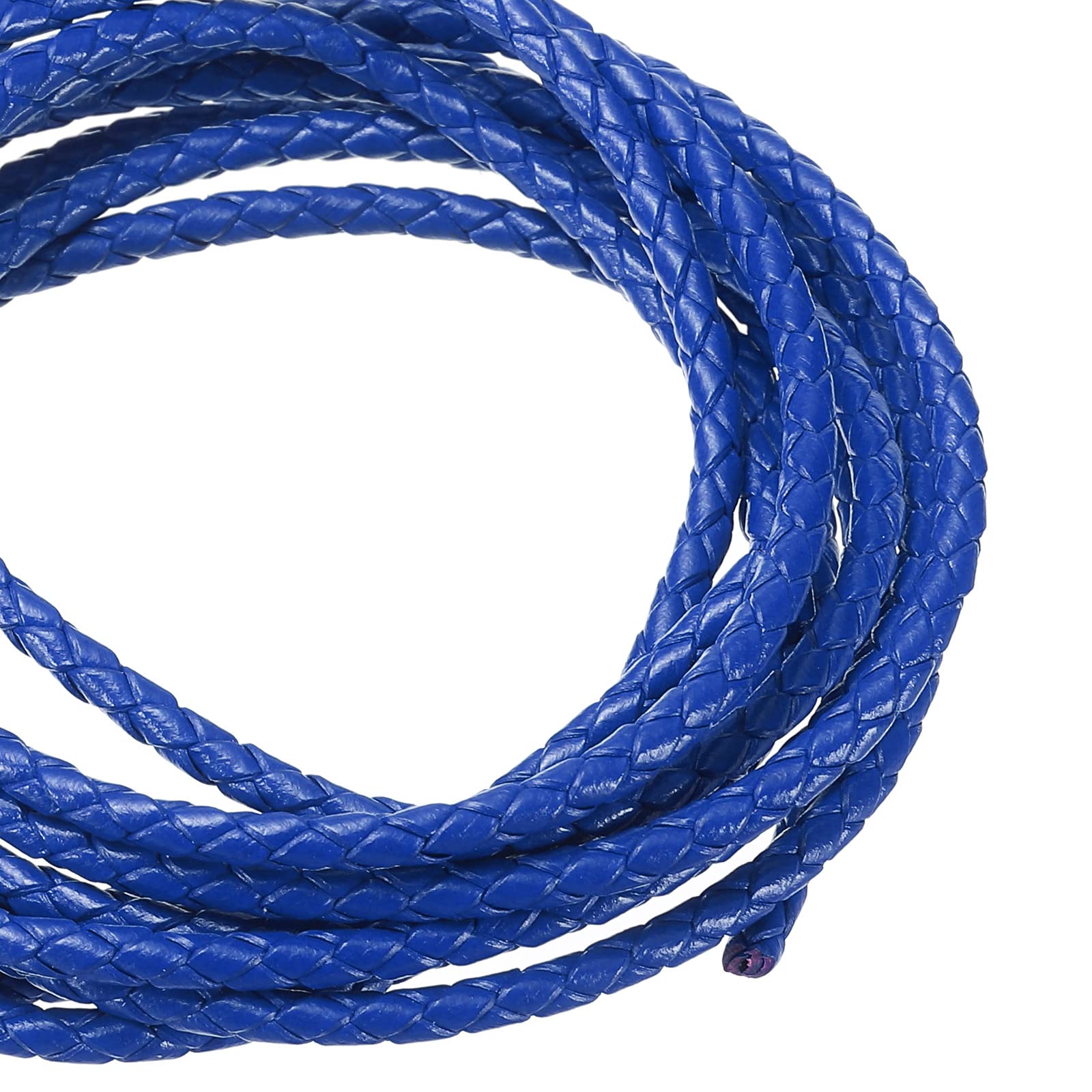 sourcing map cordon cuir tressé bleu marine 2m