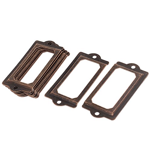 sourcing map Porte-étiquette métal 70 mm bronze lot 8