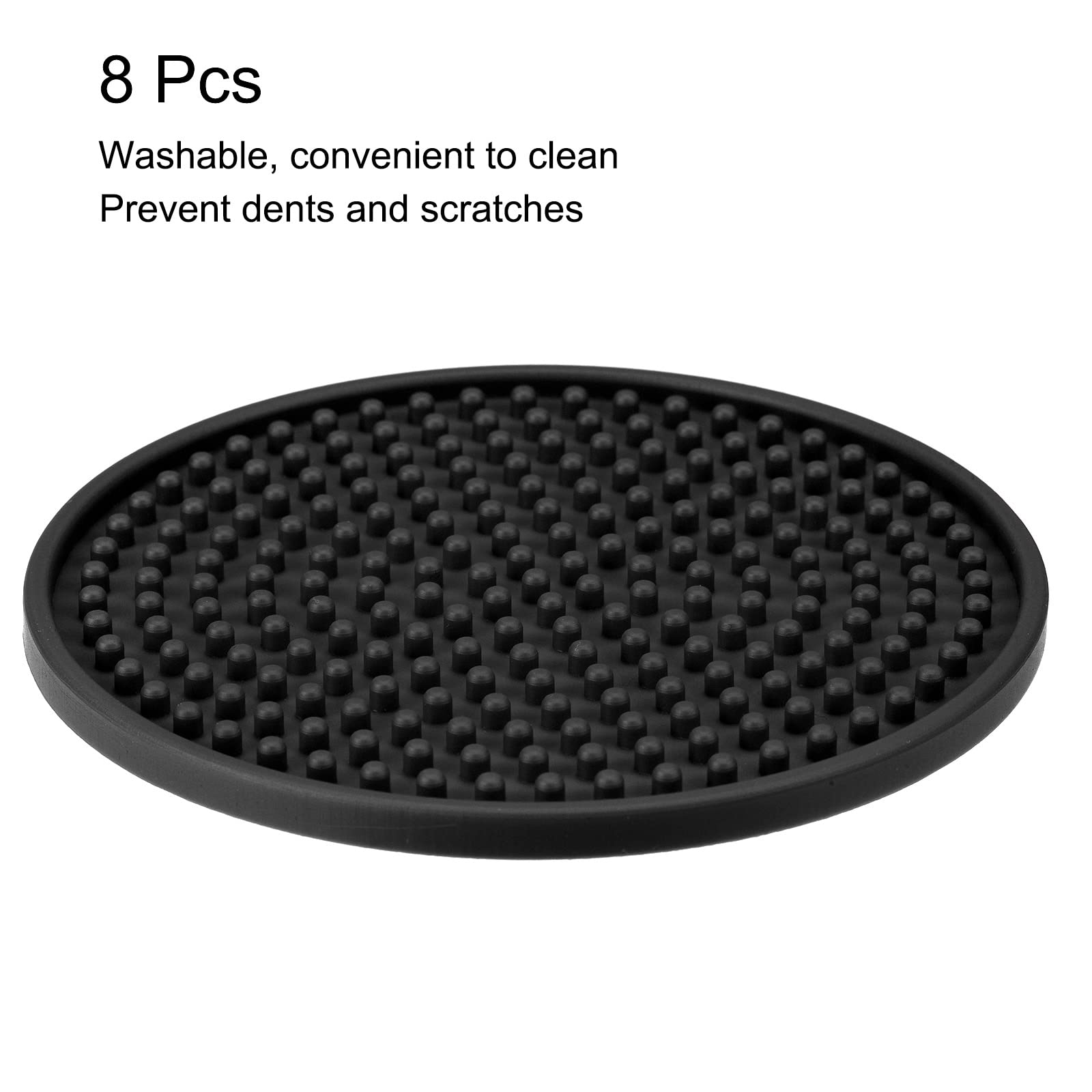 Sourcingmap Home & Garden dessous de verre noir 100 mm lot 8 caoutchouc