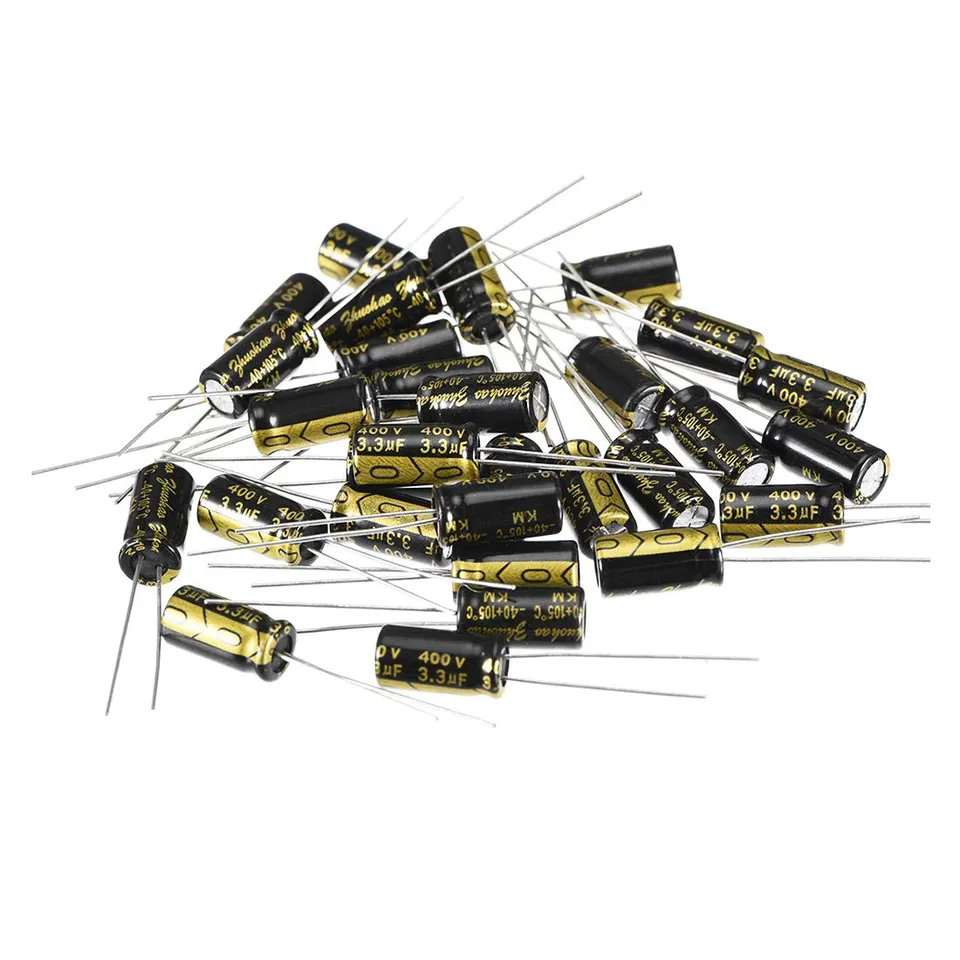 sourcing map condensateur électrolytique 3.3uF 400V 30 pcs 6x12mm