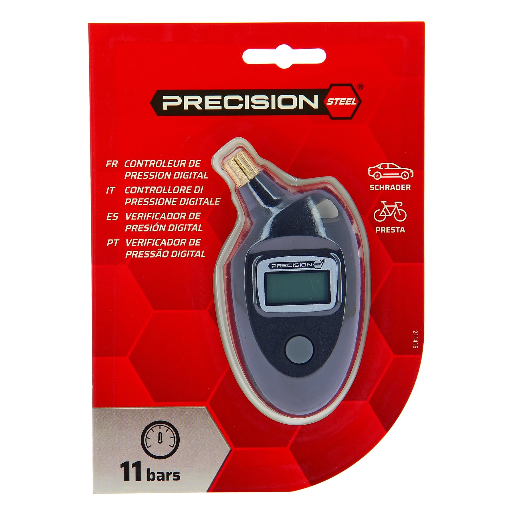 PRECISION STEEL Contrôleur Pression Pneu Digital Noir