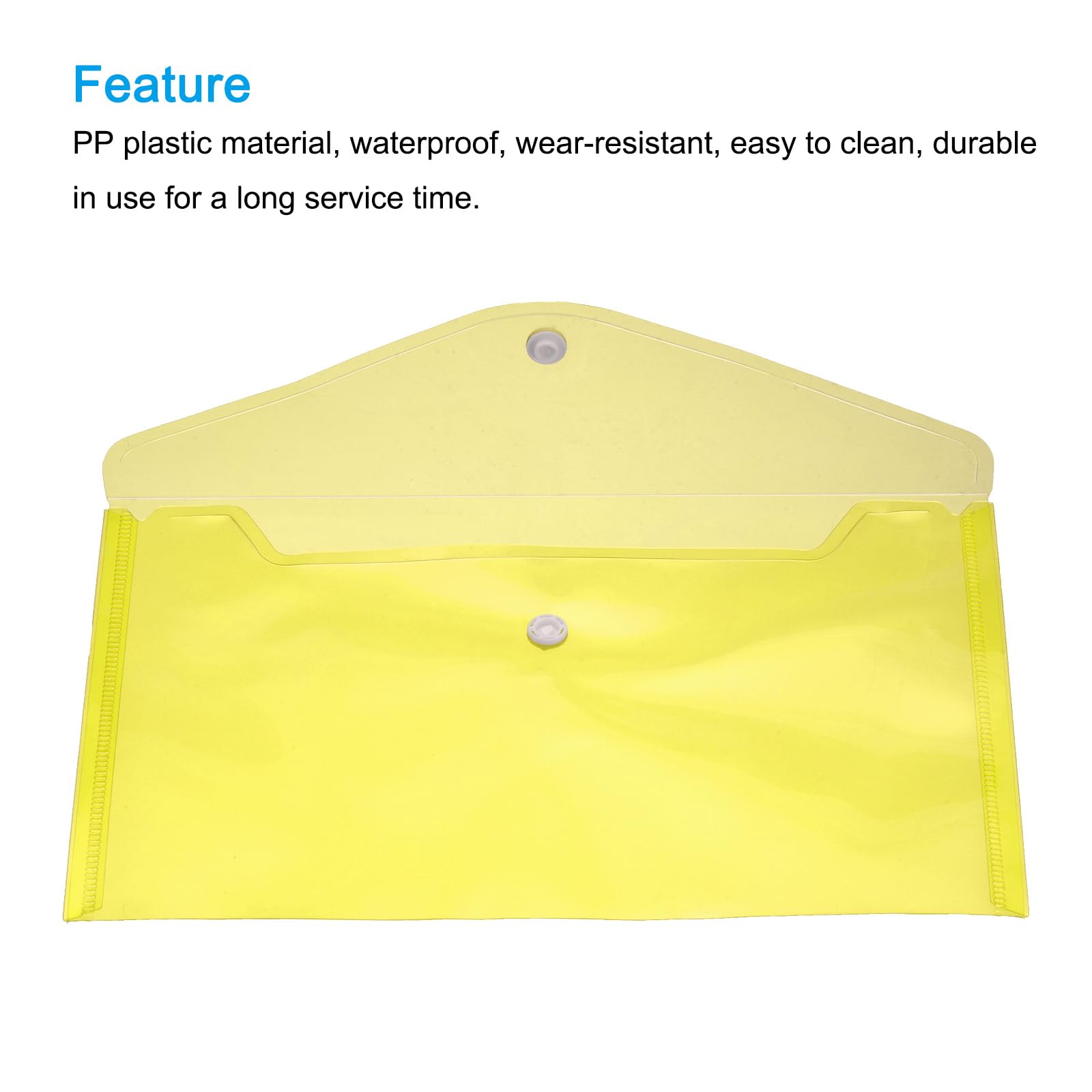 Sourcingmap chemise A4 bouton jaune transparente PP