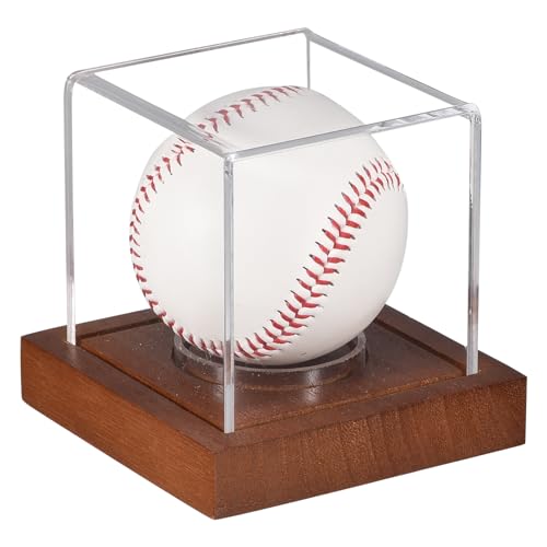 Sourcingmap Vitrine balle baseball acrylique socle bois 8 cm