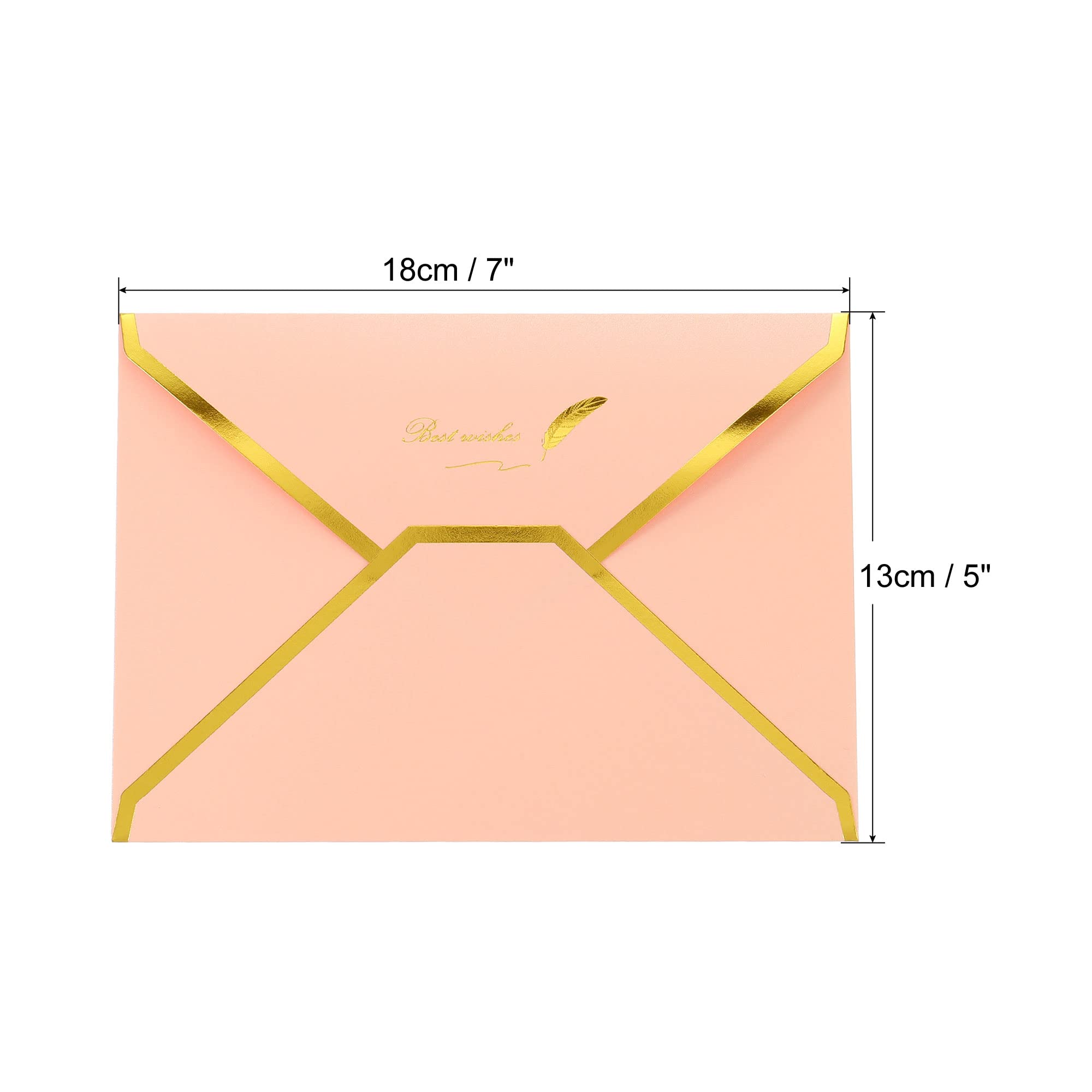 sourcing map Enveloppes B6 rose bord doré x10 mariage