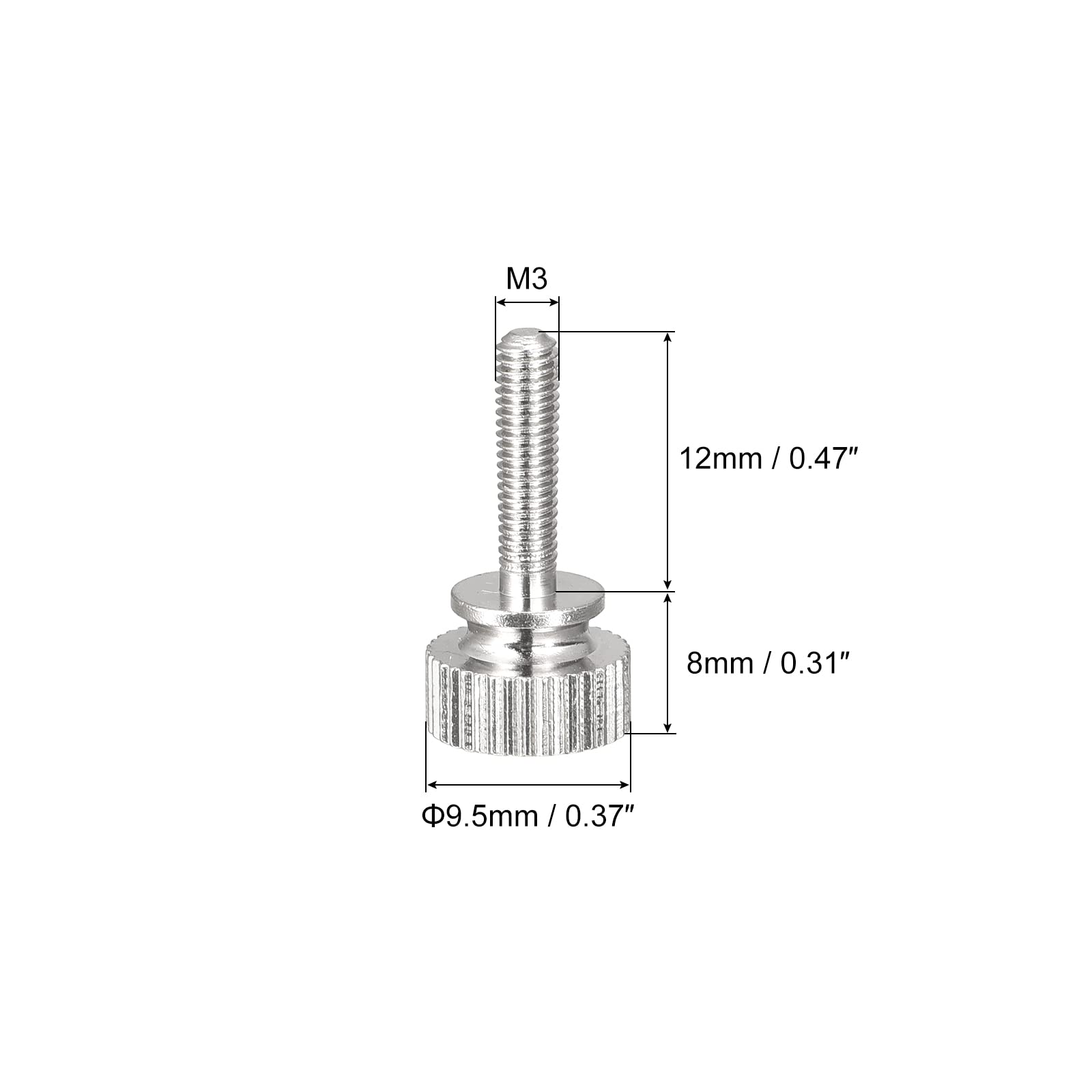 sourcingmap Vis moletée laiton M3x12 mm tête ronde lot de 4