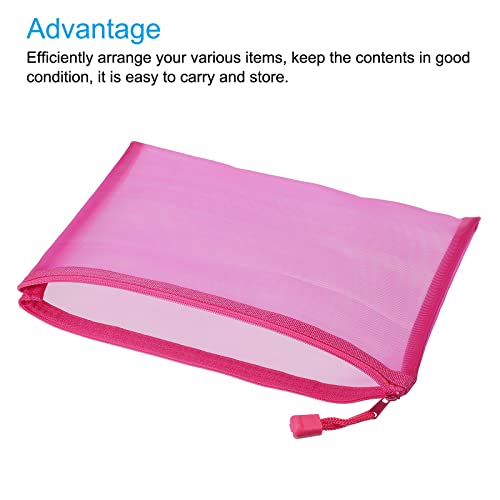 sourcing map A5 pochette zip nylon rose rouge lot 6