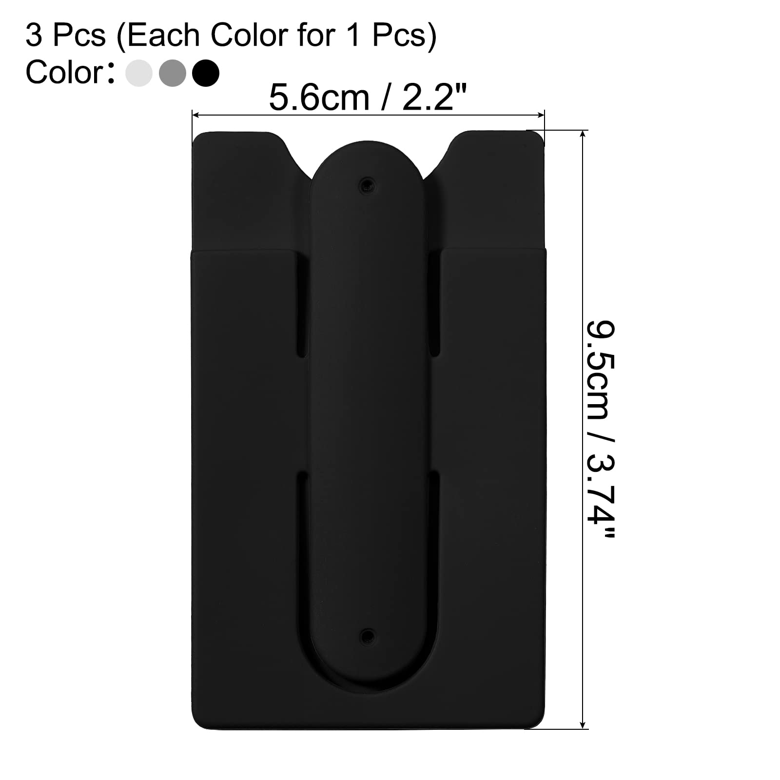 Sourcing Map Porte-Carte Téléphone Silicone 3 Pièces Noir/Blanc/Gris