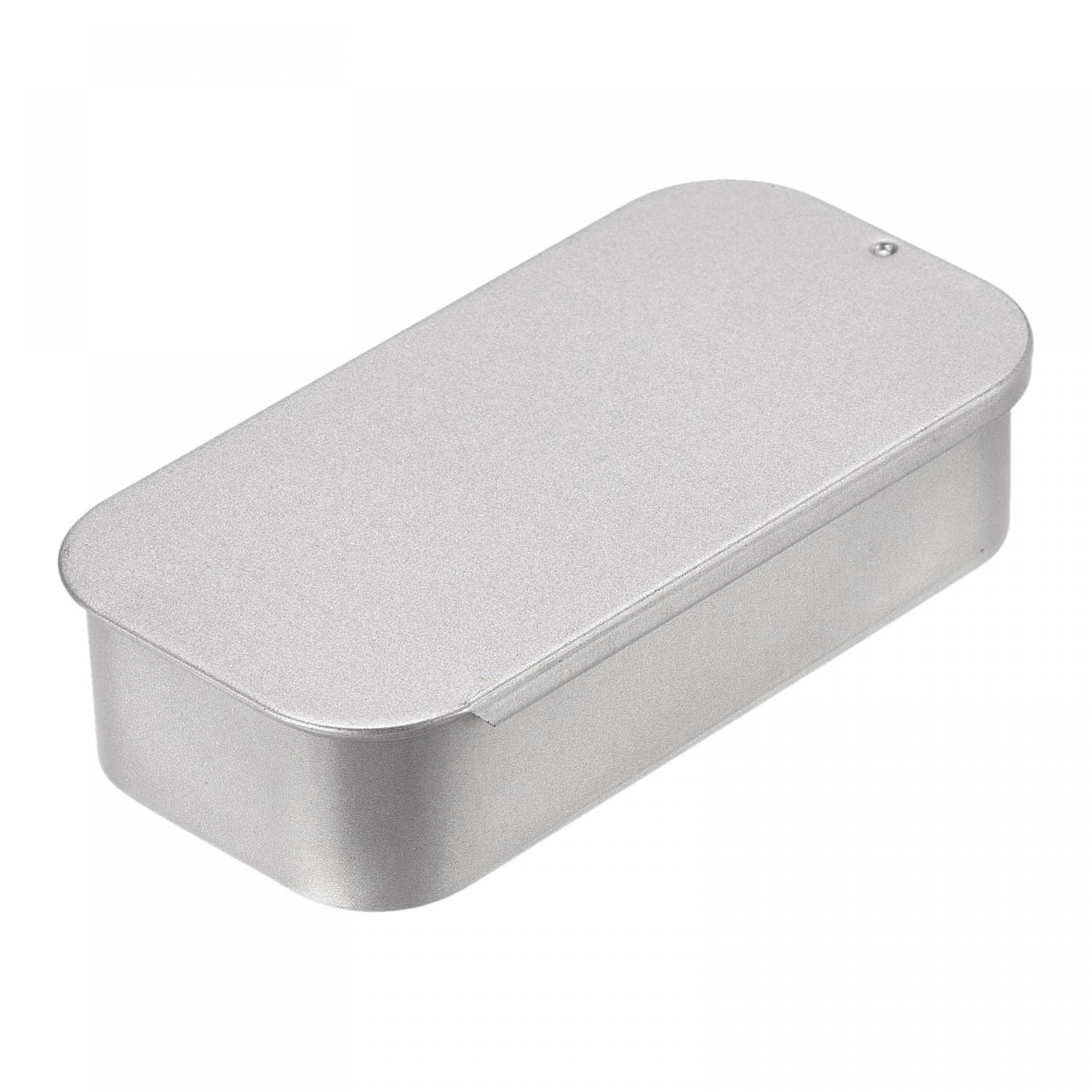 sourcing map boîte métal étain argenté 90x45mm 2 pcs