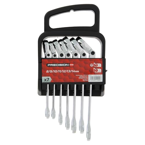 PRECISION STEEL 211444 Jeu 7 clés mixtes à cliquet 8-14 mm chrome vanadium